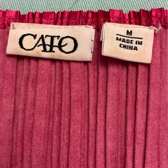 Cato short sleeve ruffle pleated top size medium bright Pink - Picture 4 of 6